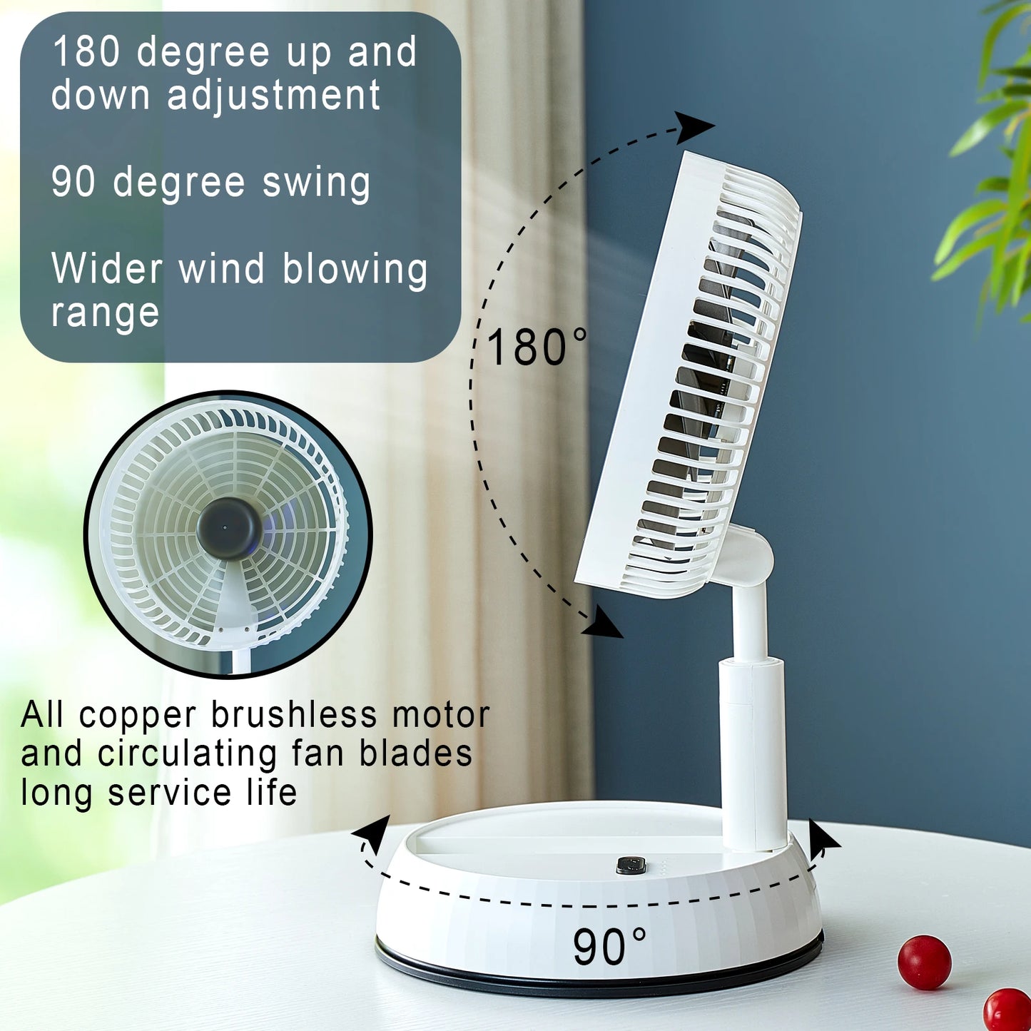 SilentUSBWind Foldable Rechargeable Standing Fan 6000mAh