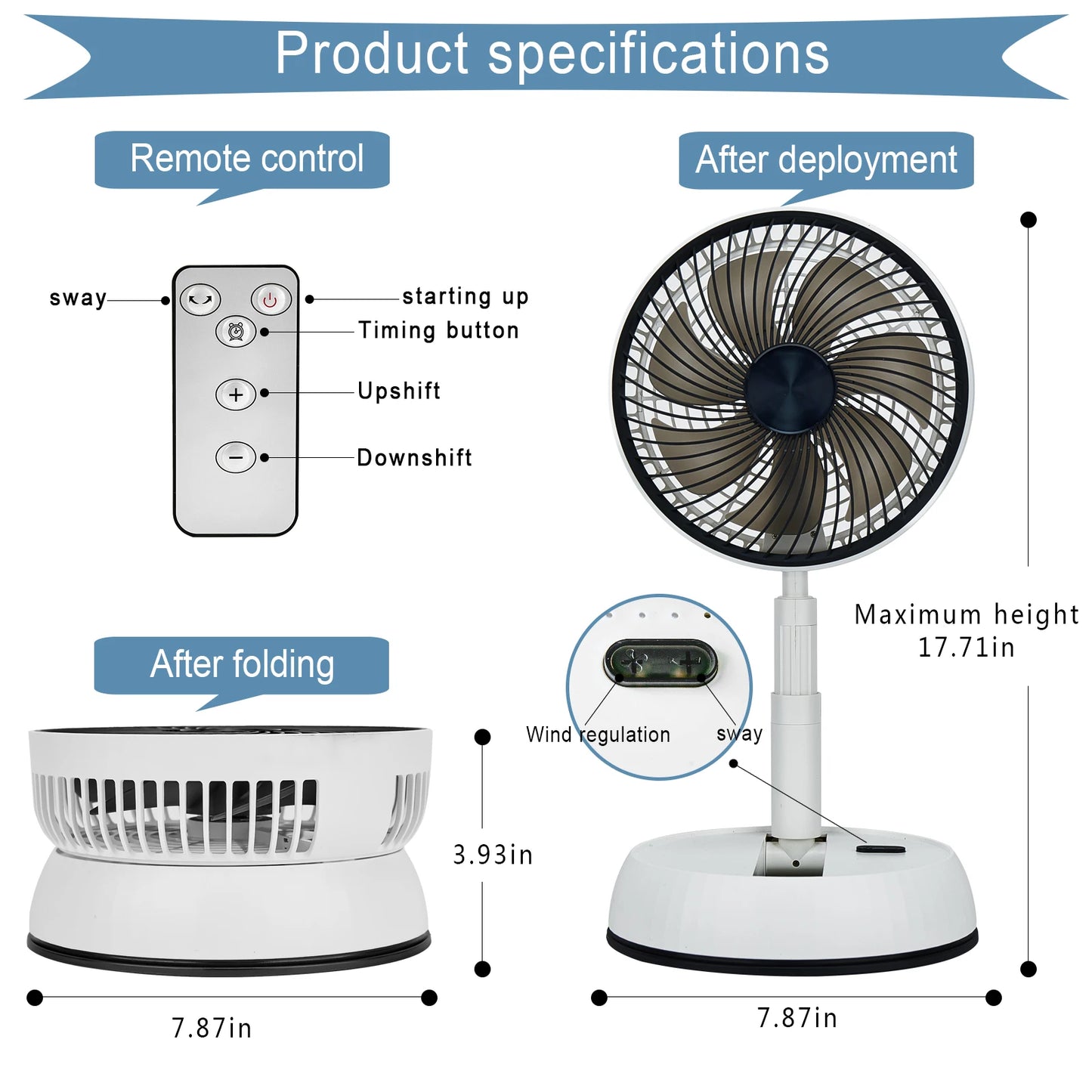 SilentUSBWind Foldable Rechargeable Standing Fan 6000mAh